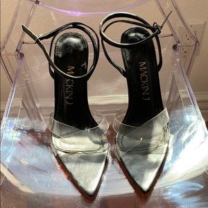 Black Strap Clear Heels